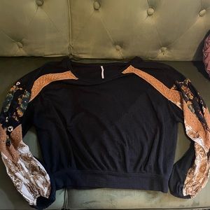 Free People Black Puff-Sleeve Sweater